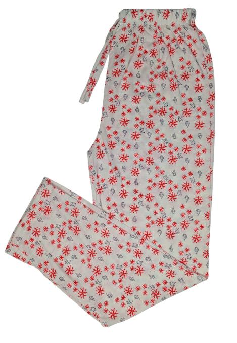 Pantaloni pijama dama Craciun,Culoare Alb cu Rosu,Engros